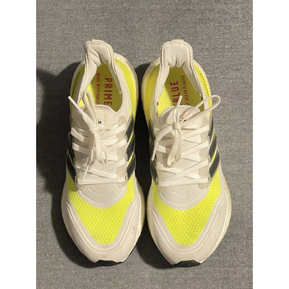 Adidas Ultraboost 21 White Solar Yellow Running Shoes Men's Size 8.5